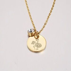 April Antique Gold Tone Birth Flower Charm Necklace NWT